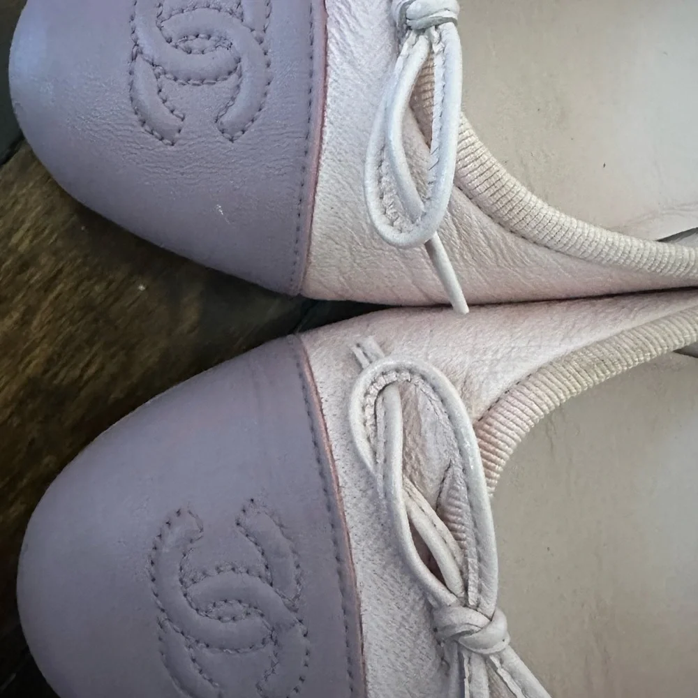 Chanel Cambon Lambskin Leather Ballet Flats Pink Purple read description! 37 6-7 - Picture 7 of 8